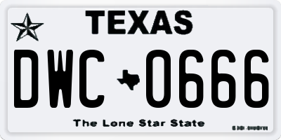 TX license plate DWC0666