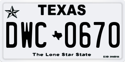 TX license plate DWC0670