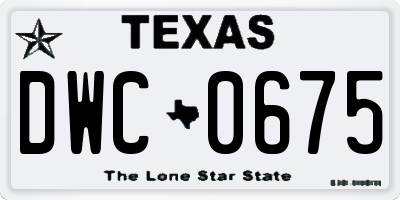 TX license plate DWC0675