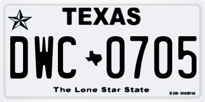 TX license plate DWC0705