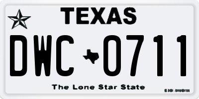 TX license plate DWC0711