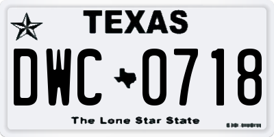 TX license plate DWC0718