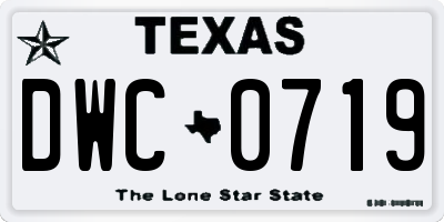 TX license plate DWC0719