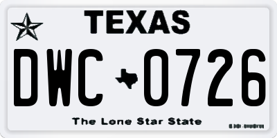 TX license plate DWC0726