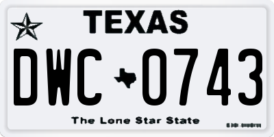 TX license plate DWC0743