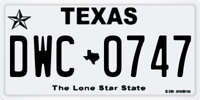 TX license plate DWC0747