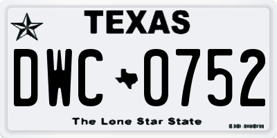 TX license plate DWC0752