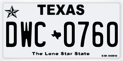 TX license plate DWC0760