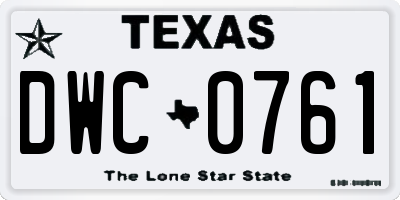 TX license plate DWC0761