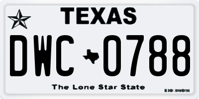 TX license plate DWC0788