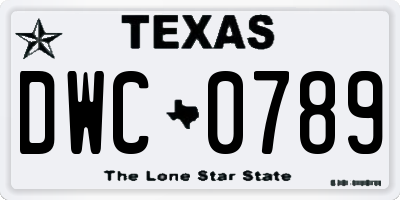TX license plate DWC0789