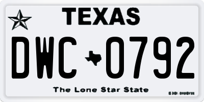 TX license plate DWC0792