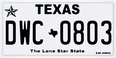 TX license plate DWC0803