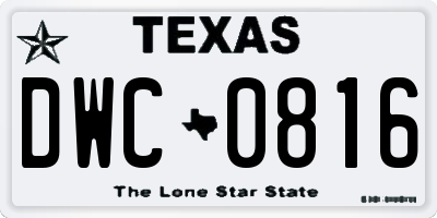TX license plate DWC0816