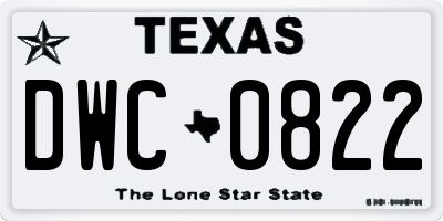 TX license plate DWC0822