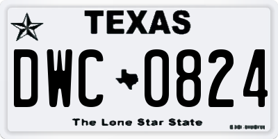 TX license plate DWC0824