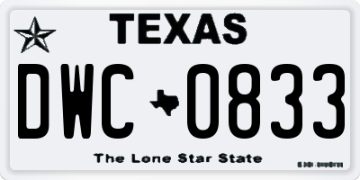 TX license plate DWC0833