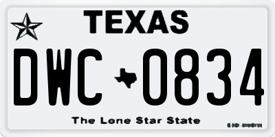TX license plate DWC0834