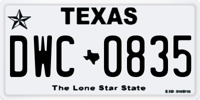 TX license plate DWC0835