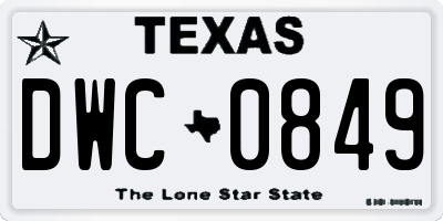 TX license plate DWC0849