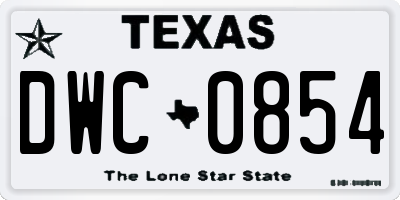 TX license plate DWC0854
