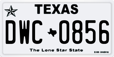 TX license plate DWC0856