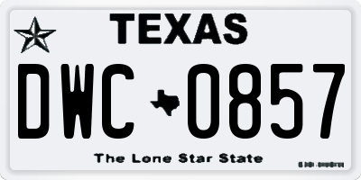 TX license plate DWC0857