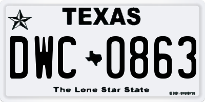 TX license plate DWC0863