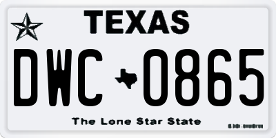 TX license plate DWC0865