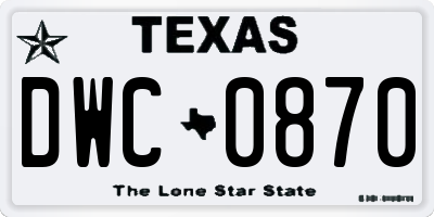 TX license plate DWC0870