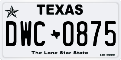TX license plate DWC0875