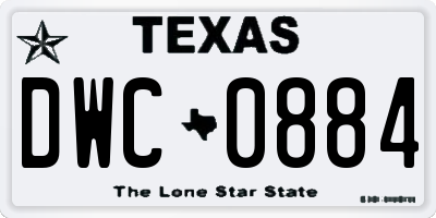 TX license plate DWC0884