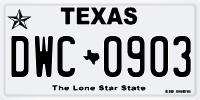 TX license plate DWC0903