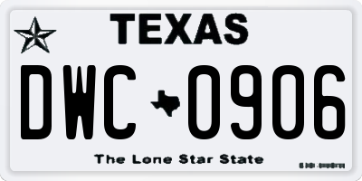 TX license plate DWC0906
