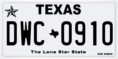 TX license plate DWC0910