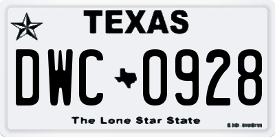 TX license plate DWC0928