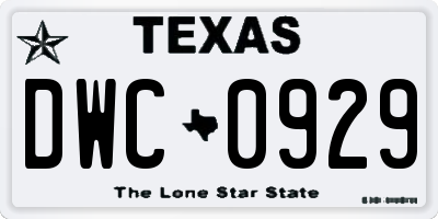 TX license plate DWC0929