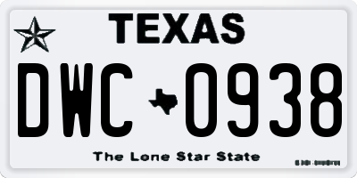 TX license plate DWC0938