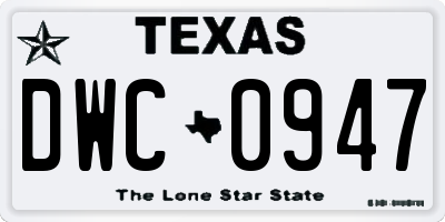 TX license plate DWC0947