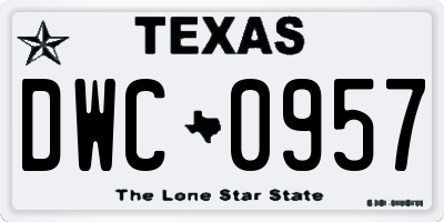TX license plate DWC0957