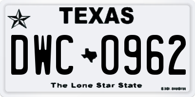 TX license plate DWC0962