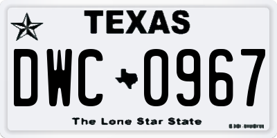 TX license plate DWC0967