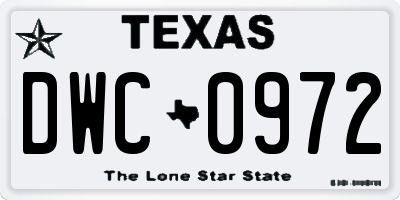 TX license plate DWC0972