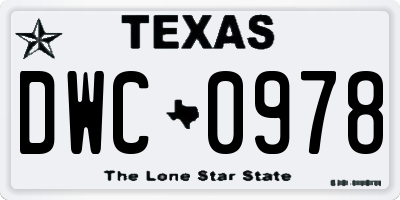 TX license plate DWC0978