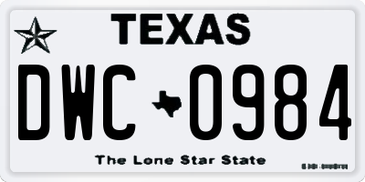 TX license plate DWC0984