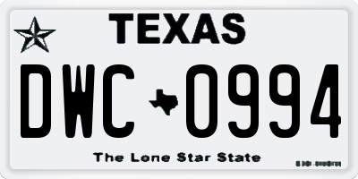 TX license plate DWC0994