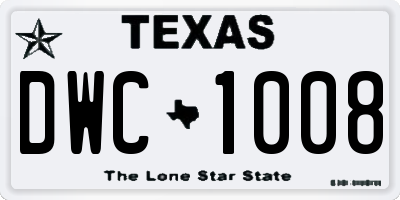 TX license plate DWC1008