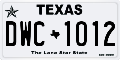 TX license plate DWC1012