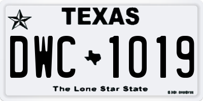 TX license plate DWC1019