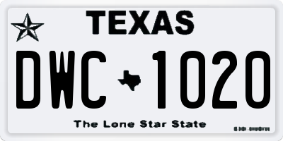 TX license plate DWC1020